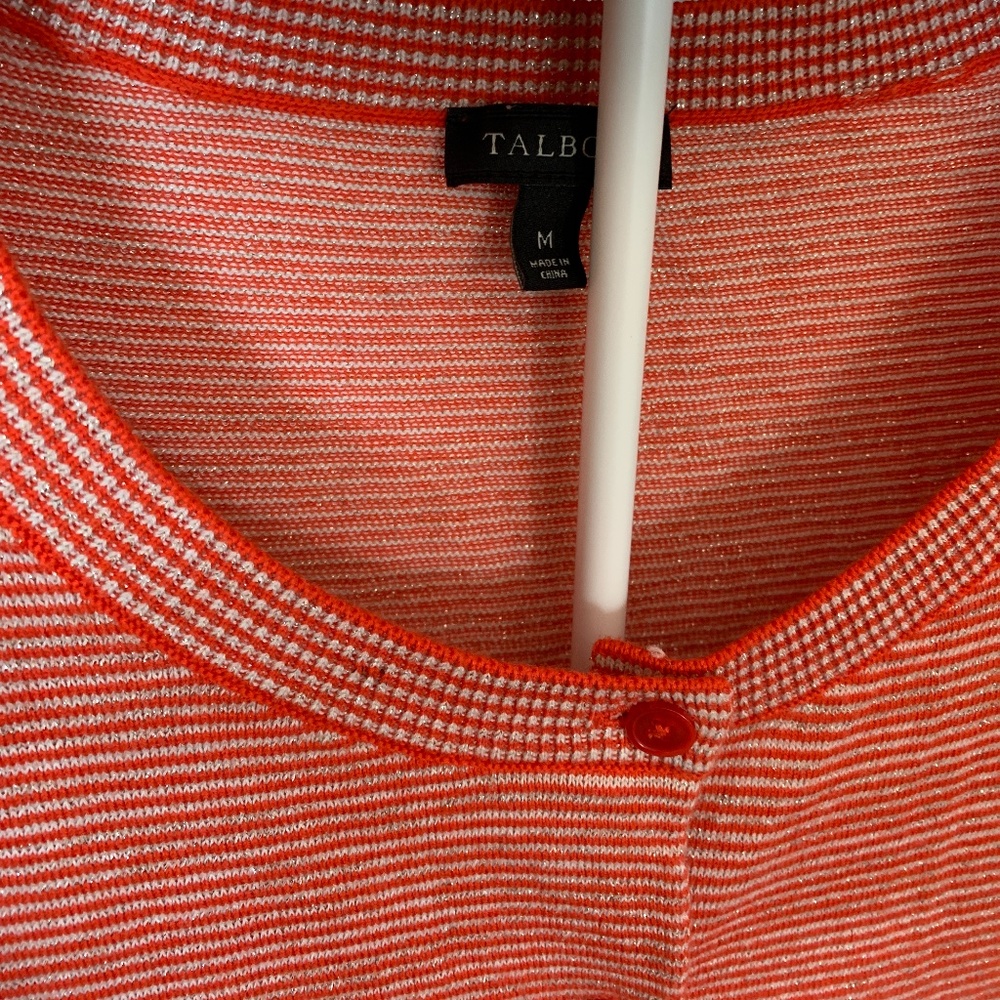 Talbots orange and gold metallic cardigan. Worn‎ 1x. Retail 120 - Picture 2 of 3